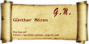 Günther Mózes névjegykártya